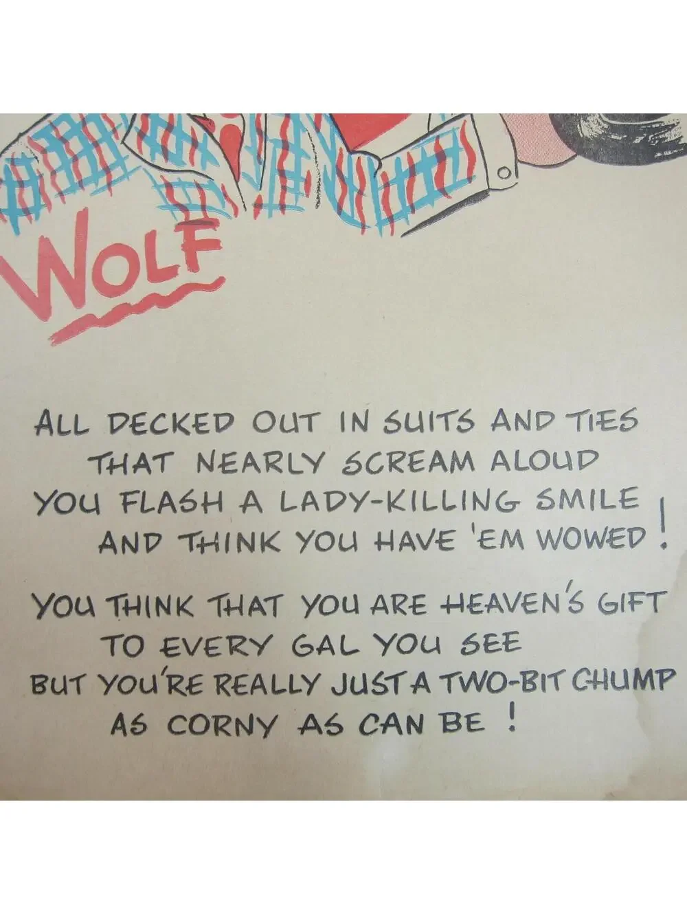 Vintage Vinegar Valentine Wolf Male Penny Dreadful Sarcasm Insult Poem Ephemera